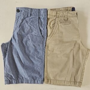 Cherokee Boys Shorts Lot Blue Khaki 14 Adjustable Waist Flat Front Chino